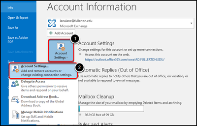 Account Information screen