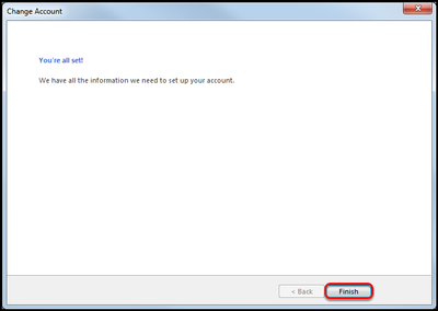 Change Account finished
